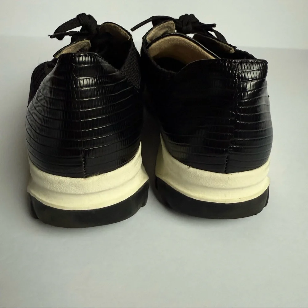 Naturalizer Womens Black Knit Faux Snake Skin Lace Up Sneakers Shoes